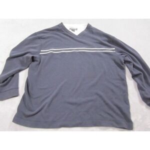 Method Navy Blue V Neck Long Sleeve Pullover Shirt Mens XL Striped Detail